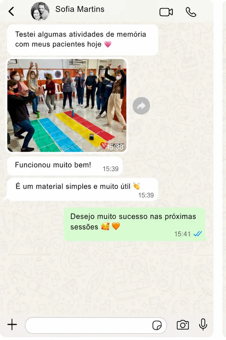 Momento real de uso das atividades — Terapeuta ocupacional